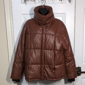 Steve Madden Brown Puffer Coat Jacket Women's Size Large